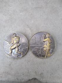 纯铜材质纪念章 两枚