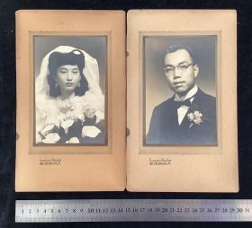 民国时期新郎、新娘照片（两张）