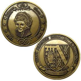 英国戴安娜王妃皇冠青古铜徽章纪念章 工艺礼品金币纪念币