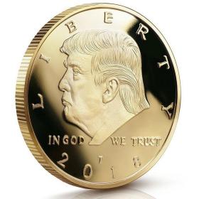 2018朗普纪念币美国总统纪念币外贸硬币精致镜面 金色微浮雕