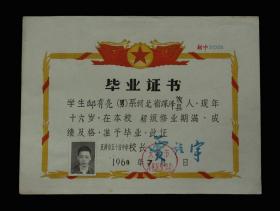 1960年：天津市五十四中学【老毕业证】一张（钢印清楚）收藏品