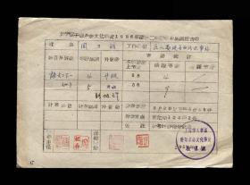 1956年：长宁区干部业余文化学校【老成ji单】一张 收藏品