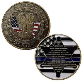 美国圣迈克尔守护神青古铜纪念币 收藏五角星铠甲战士硬币纪念章
