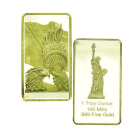 美国自由女神纪念币 方形块金色鹰洋外贸纪念币