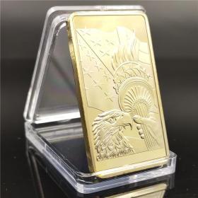 美国自由女神纪念币 方形块金色鹰洋外贸纪念币