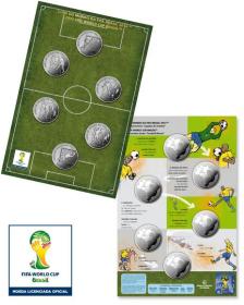 【特价】2014年 巴西 世界 杯 大卡装6枚 2雷亚尔 纪念币原厂