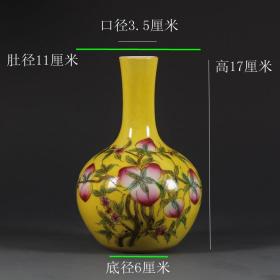R138大清乾隆年制手绘福寿桃瓶