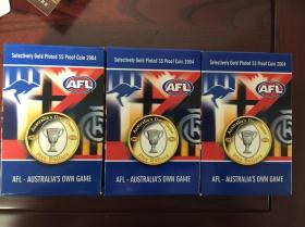 【特价】2004年 澳大利亚 橄榄球联盟 5元精制双色币盒证齐全