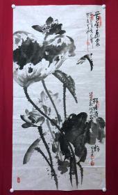 书画10875，著名画家【周仁辉、何俊德】花鸟画，荷花