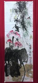 书画10910，著名画家【周仁辉、何俊德】花鸟画，荷塘雅韵