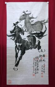 书画10885，著名画家【周仁辉、张静】花鸟画，骏马
