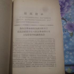 鱼台县革命委员会调查组关于唐马公社杨辛庄大队反革命资本主义复辟事件的调查报告