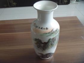博陶老瓷瓶《泰山风光》