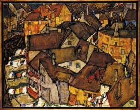 Egon_Schiele_-_Krumau_-_Crescent_of_Houses 50x40厘米