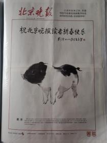 春节年画报纸，巜北京晚报》猪年初一生肖年画报，喜庆幸福吉祥，含当天晚报全面版面。