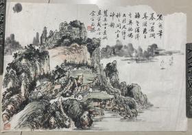 梅华（梅万金）作画 郑韶九 题字 软片 50×35厘米【有残缺】