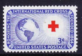 美国 1952年 国际红十字会 和地球 1全新 雕刻版