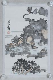 著名画家、国家一级美术师、中国国画院理事 赵洪波国画作品《山居秋暝》一幅 （纸本托片，画心约1.4平尺，钤印：赵洪波）HXTX326242