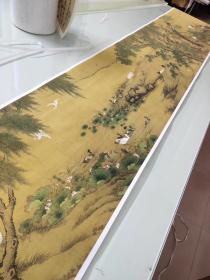 清 沈铨 百鸟朝凤图  宫廷画派工笔花鸟画长卷装饰画高清微喷复制