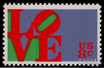 美国 1973 年 情人节邮票 字母 爱 LOVE 1全新