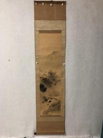 F50回流絹本綾裱【山水图】款印自辯【清光】畫芯27×103厘米，品相如图，缺天杆，实木軸頭缺一个，手绘保真放心收藏！