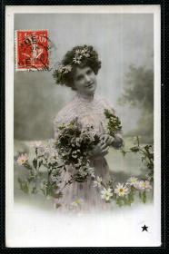 ◆ 法国明信片实寄1909年 --------------- 美人
