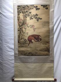 郎世宁精品立轴（绢本）。。