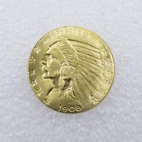绝版新化1908年D版美国印第安半鹰$5金币外国银元