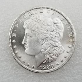 绝版新化美国1880年S版铜镀银摩根银元精品收藏银元古币外国银元