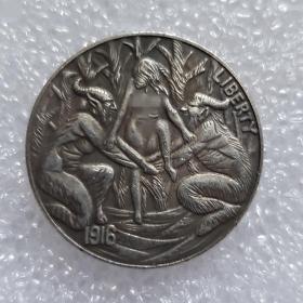 绝版新化流浪者镀银硬币水牛硬币复制纪念币外国币钱币#570