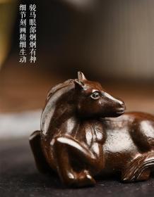 铜卧马茶宠，"老骥伏枥，志在千里"，茶道雅器，重约250克