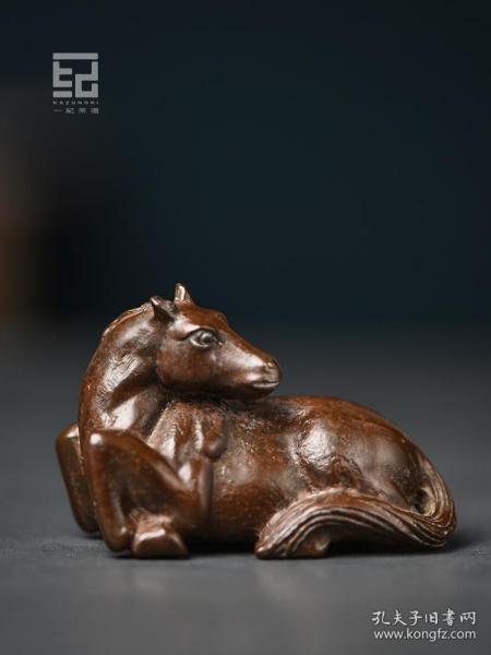 铜卧马茶宠，"老骥伏枥，志在千里"，茶道雅器，重约250克