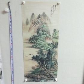 老挂历画 张大千 泛舟图