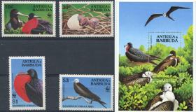 安提瓜 1994年  世界野生动物基金会 WWF 军舰鸟 4全新 +小型张