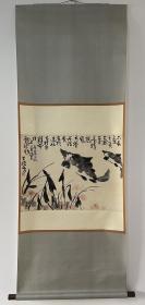 李苦禅 国画 双鱼图 （齐白石弟子）（款）

李苦禅（1899～1983），原名英，字超三，号励公，后改名苦禅，别署禅、禅父、禅老、山东老民，山东高唐人。1923年拜齐白石为师。曾任中央美术学院教授、中国美协理事、中国画研究院委员。