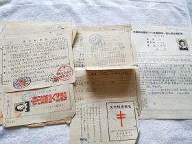 全国高等学校1954年暑期统一招生（华东区）相关资料一组（包含：考生登记表、健康检查、失学失业知识青年申请报名介绍函、句容农业技术学校介绍信 等）『南京教育史料，建国初的高考史料』