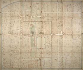 古地图1747清乾隆12年精绘北京图。彩绘。城市地图。大英图书馆藏。纸本大小54.97*65.02厘米。宣纸原色微喷印制
