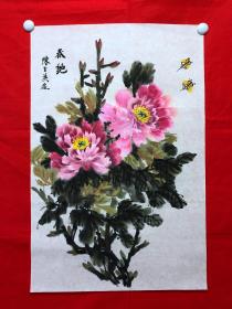 书画11291，【陈玉英】有款花鸟画，牡丹