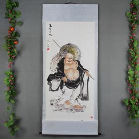 国画山水画挂画中堂画可直接挂成品观音佛像大肚佛弥勒佛笑口常开