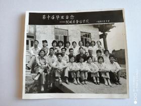 黑白照片     第十届毕业留念——阿城县聋哑学校   1982年7月（14.7-12.9cm）