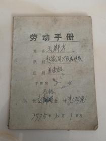 家庭历史老资料    1975 年农村劳动手册   大集体时期用来记录干活账项的