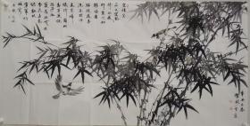 【保真字画，得自画家本人】伊贤彬,137*68cm
             2019新升中国美协会员
            号:一泓，男，汉族.生于一九六五年九月,福建省宁化县人.中国美术家协会会员,中国工笔画学会会员.