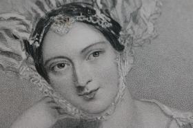 【百元包邮】《玛格丽特，布莱辛顿伯爵夫人》（marguerite，countess of blessington） 1840年代  钢版画 纸张尺寸约27.3×20.3厘米（货号202030）