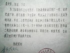 （1978年）临汾市城区人民公社革命委员会——通知（第64号）（关于新建面粉厂的通知）