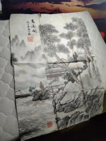 《高逸阁》国画作品一幅，   画家唐江？   江徽翰墨  ，待考证