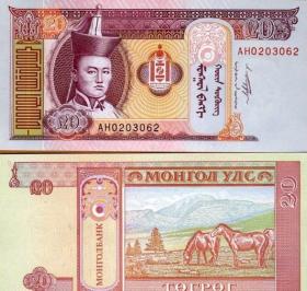 念椿萱-外国纸币 蒙古0063J 2018年20图格里克++