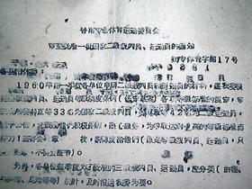 （1960年）晋南专署体育运动委员会：审查批准一批国家二级裁判员、运动员的通知