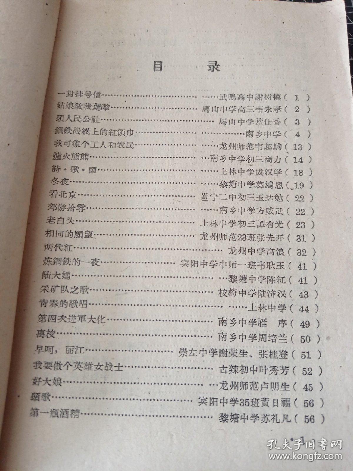 青春火焰 1958年南宁专区中学生文选