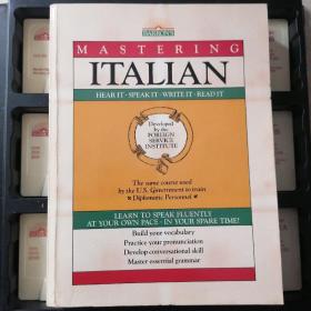 MASTERING ITALIAN，意大利语教程，带原盒，1本书12盘磁带