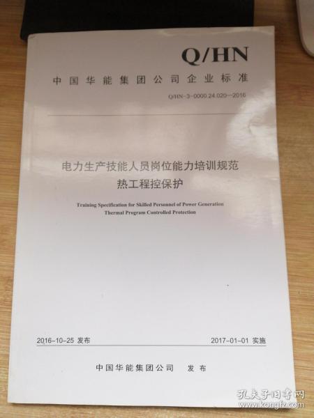 电力生产技能人员岗位能力培训规范热工程控保护